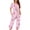 02#-Pink, variant on CAZOFW Pajamas for Women,2 Piece Floral Short Sleeve Top,Capri Pant,Lounge Sleepwear Sizes S-3X