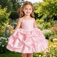 thumbnail image 2 of HJYCHN Dresses for Girls Spaghetti Strap Square Neck Party Dress with Pleated Bodice and Layered Ruffled Skirt for Kids Dress 3-4 Years, 2 of 9