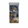 thumbnail image 2 of Ambesonne Scenery Fitted Sheet & Pillow Sham Set, Night View Hong Kong, Full, Navy White, 2 of 3