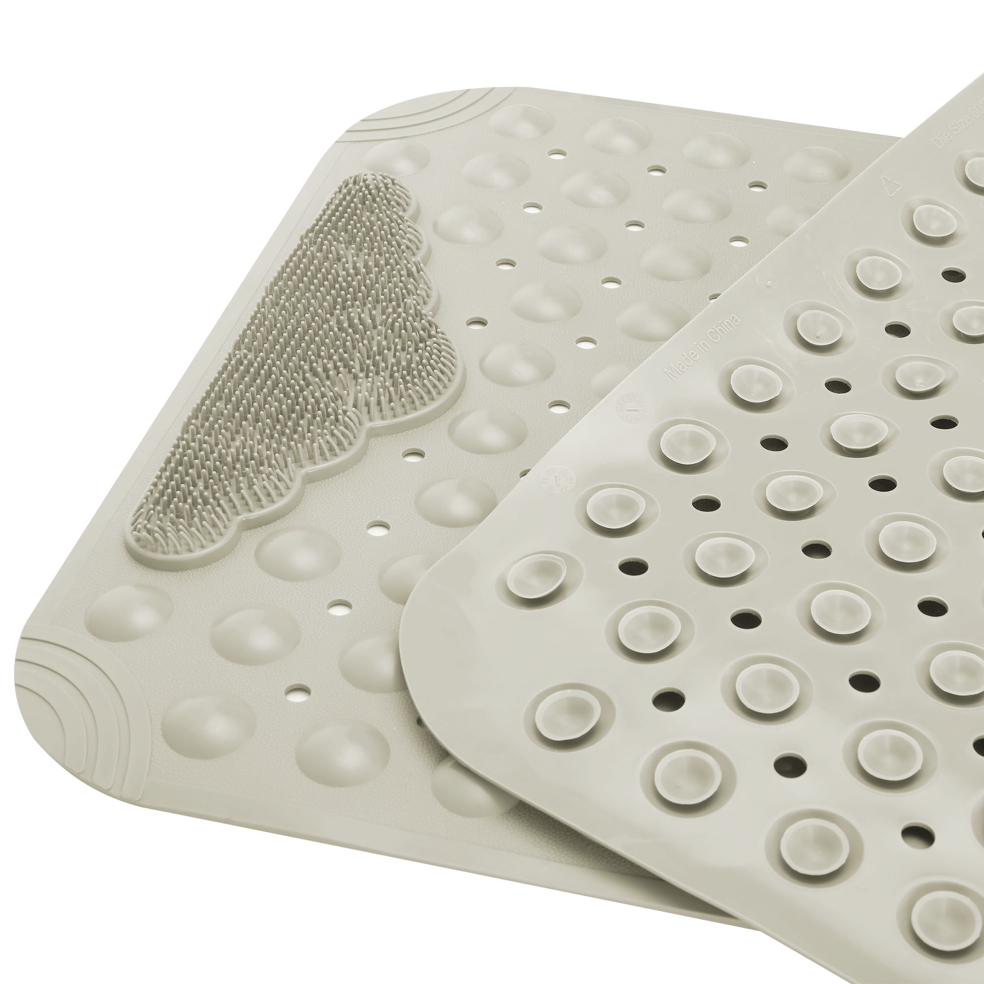 Bath Tub Mat, 15.74" x 27.55" Anti Slip Bath mat with Suction Cups and Drain Holes, Machine Washable, Rectangle, Slip Proof, Mold Resistance