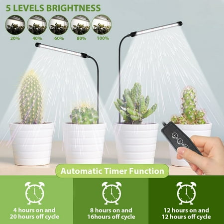 

Pebbuoy Full Spectrum Plant Grow Light High Brightness Dimmable Auto On/Off Timer Gooseneck Indoor Plants LED Light