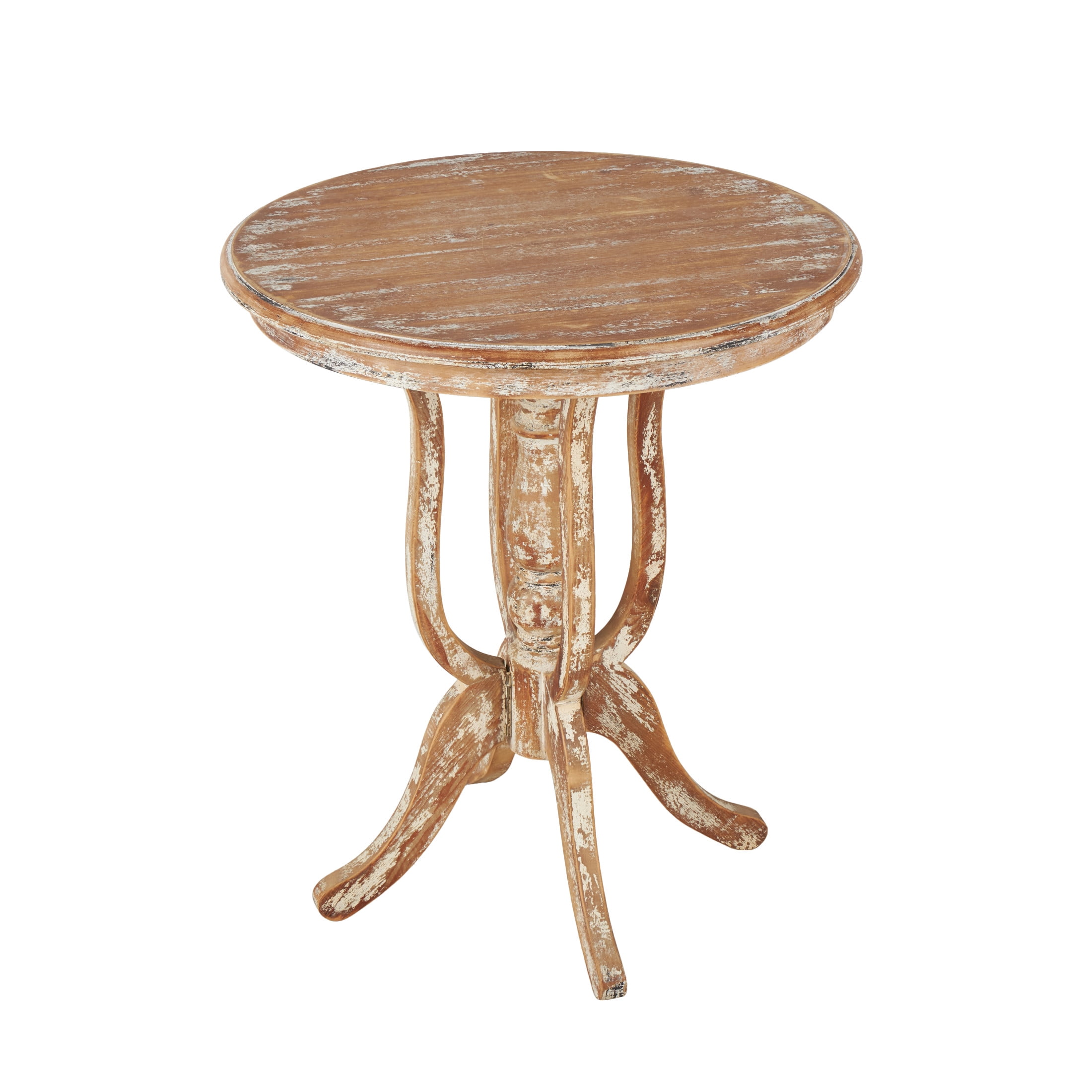 DecMode 24" x 28" Brown Wood Accent Table with Distressed Accents, 1-Piece