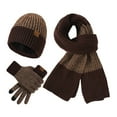 thumbnail image 2 of Lispipm Men's Winter Hat Scarf Gloves Set Fleece Lined Beenie and Touchscreen Gloves with Windproof Long Knit Scarf Warm 3pcs Set Brown, 2 of 4
