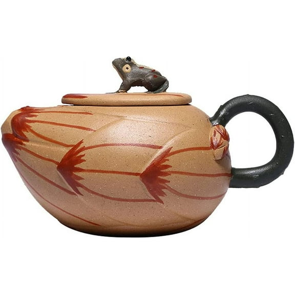 Zisha Teapot Handmade Chinese Yixing Clay Frog Lotus Pot Gongfu Tea Set