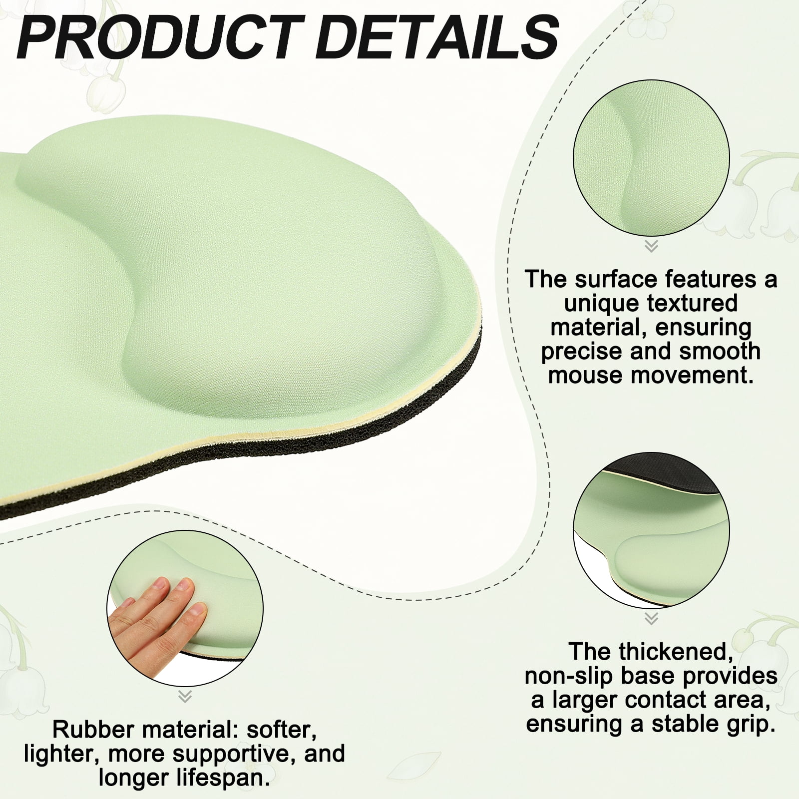 Ergonomic Wrist Rest Set, Memory Foam Mouse Pad and Keyboard Wrist Rest Support Hand Waterproof Cup Pad Non-slip for Office Computer Gaming Home Desk Accessory, Light Green