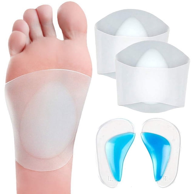 Conjunto de Soporte Gel,2 Pares Fundas Fascitis Plantar/Plantillas Zapatos para Pies Planos,Mangas con Cojines Acolchados Plantar,Pies Planos