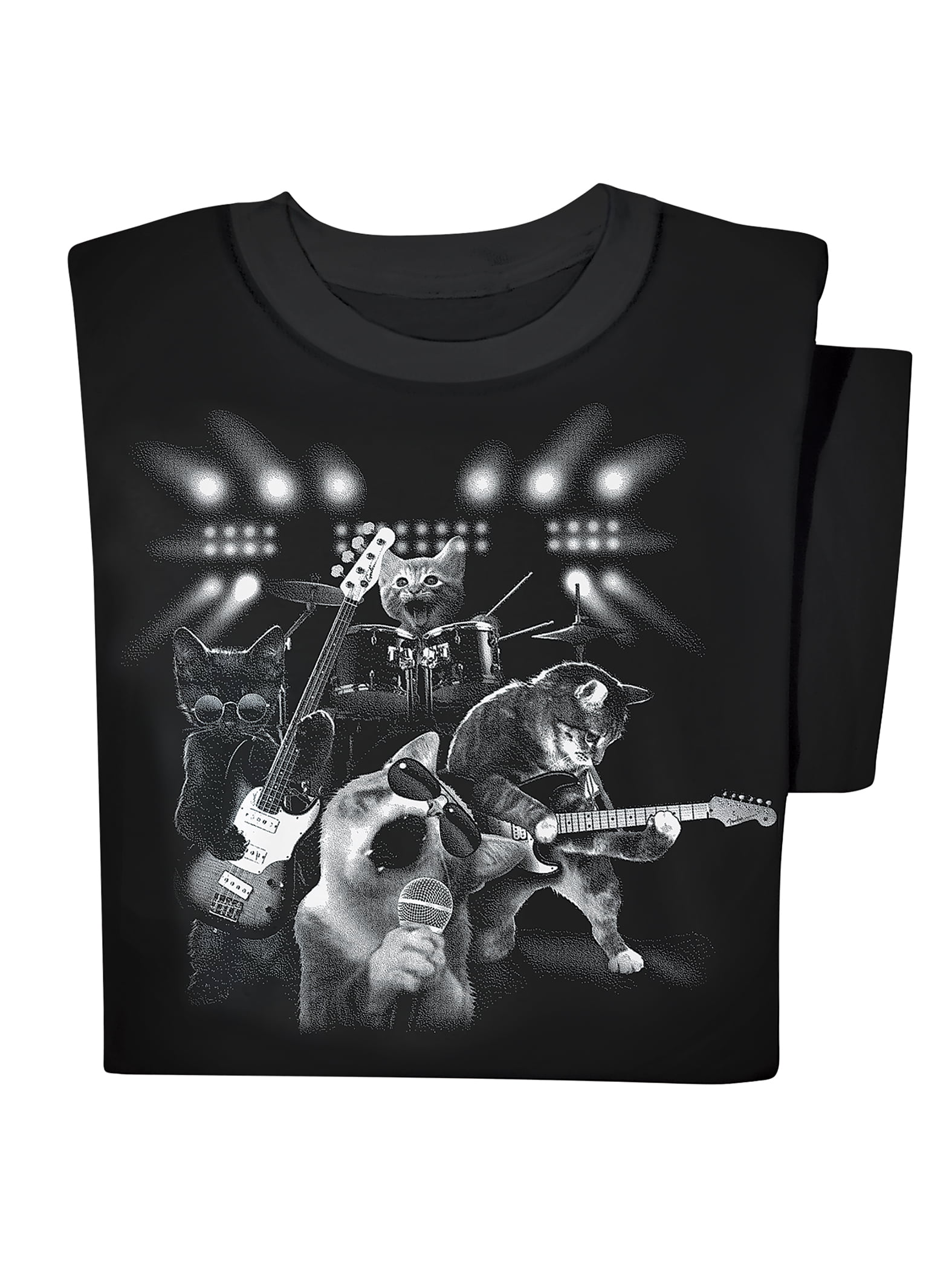 Cat T-shirt gray and white rock'n'roll cat organic cotton unisex