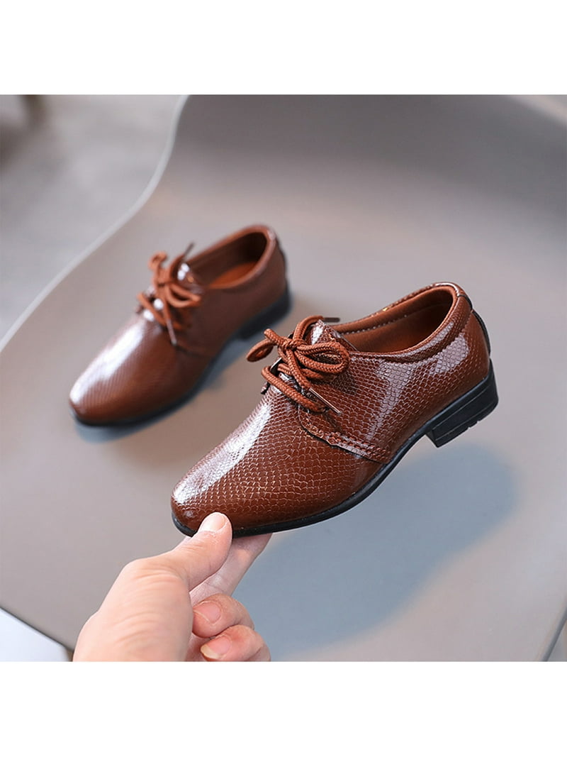 Gomelly Boys Dress Shoes Kids Pointed Toe Lace-Up School Uniform
