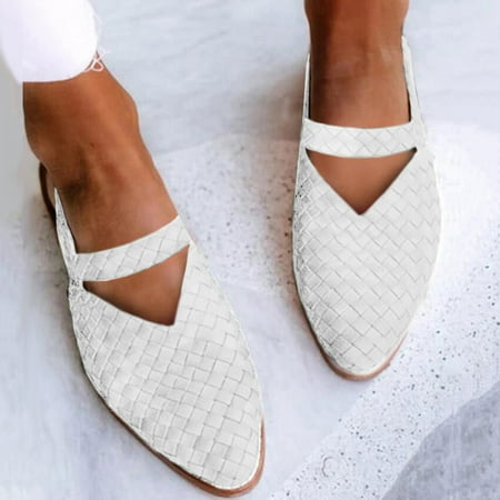 

Floenr Womens Sandals Flip Flops for Women Women s Pointed Flat Shoes Weave Casual Shoes Solid Comfortable Sandals Shoes