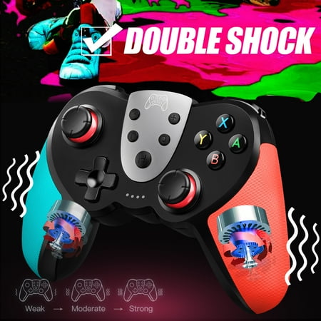 Wireless Pro Controller for Nintendo Switch/Switch OLED/Switch Lite, TERIOS Switch Remote Gamepad with Precise Joystick/Dual Vibration Motors/3 Turbo Speed/Wake-up Function(Blue/Red)