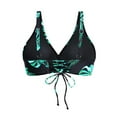 thumbnail image 6 of Swimsuit Tops for Women Navy Blue Women Lace Up Swimwear Tops Full Coverage Bikini Top Push Up Swim Crop Top Tie Back Bathing Suit Tops Female Womens Bikini & Tankini Tops(Green,S), 6 of 6