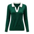 thumbnail image 6 of Edvintorg Womens Sweater Color Block V Neck Long Sleeve Lightweight Knit Sweaters Fall Top Woman Clothes Green M, 6 of 6