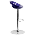 thumbnail image 2 of Contemporary Blue Plastic Adjustable Height Barstool with Rounded Cutout Back and Chrome Base, 2 of 6