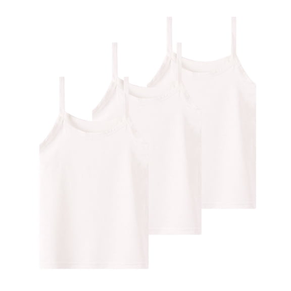 hotojiny 3 Pack Baby Girls Camisole Spaghetti Strap Sleeveless Tank Tops Casual Basic Cami Undershirts for Toddler 1-13 Y