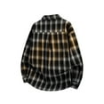 thumbnail image 6 of Men's Button Down Shirts Striped Checkered Long-sleeve Turndown Collar Blouse Casual Loose Fit Lightweight Coat, 6 of 7