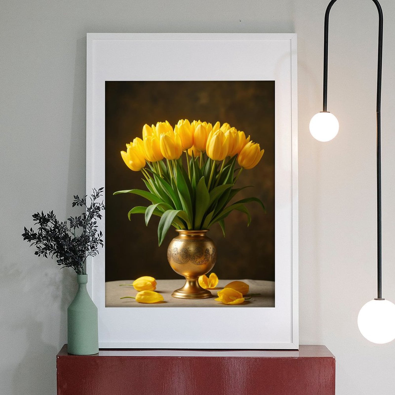 Diamond Art Kit for Adults, Golden Vase Yellow Tulips Bouquet Diamond Painting for Adults Beginners, 5D DIY Diamond Art Painting Kits, Colorful Diamond Painting Craft for Home Decor 12x16