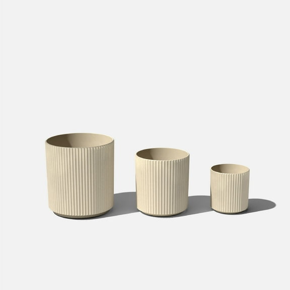 Veradek Demi Series Bundle - Three Piece Set of Plastic-Stone Planters - Sand