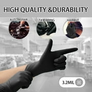 FINITEX Black Nitrile Gloves Disposable, Food Safe Gloves for Cooking, Food Prep, Powder-free, Latex-free, Textured Grip, 3.2 Mil, Pack of 100, Medium
