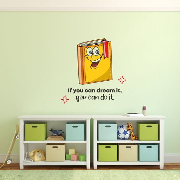 If You Can Dream It You Can Do It - 25" x 25" Vinyl Adhesive Home School Art Book Diary Decoration Inspirational Decal Lettering Art Design Kids Nursery Daycare Removable Wall Decal Sticker