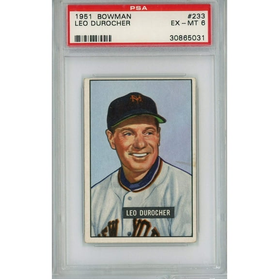 Graded 1951 Bowman Leo Durocher #233 Baseball Card PSA 6 EX-MT