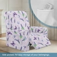 thumbnail image 3 of Whosucclay Butterfly Lavender Print Recliner Covers, 4 Pieces Stain Resistant Recliner Chair Covers, Washable Reclining Couch Covers with Storage Pocket, Stretch Soft Sofa Slipcovers, 3 of 8