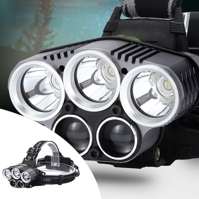 25000 Bright USB Rechargeable LED Headlamp with Five Light Modes for Outdoor Adventures