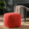 thumbnail image 2 of GDF Studio Statham Modern Microfiber Chenille Cube Pouf, Coral, 2 of 9