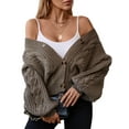 thumbnail image 5 of Female Cardigan Sweaters Cable Knit Crochet Fall Jackets Button Up Chunky Trendy Outfits Camel Color S, 5 of 10