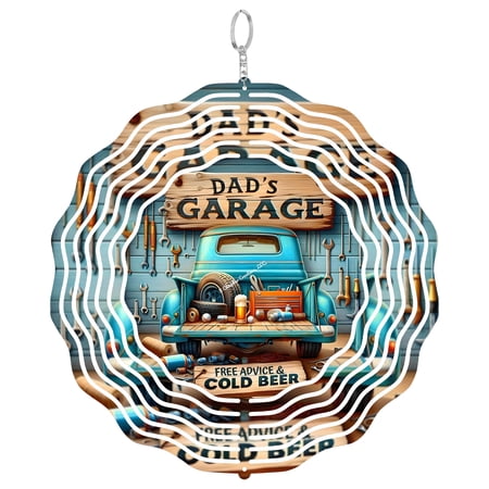 Dad s Garage Free Cold Beer 3D Wind Spinner Funny Man Cave Hanging Decor Bar Garden Art Father s Day Gift