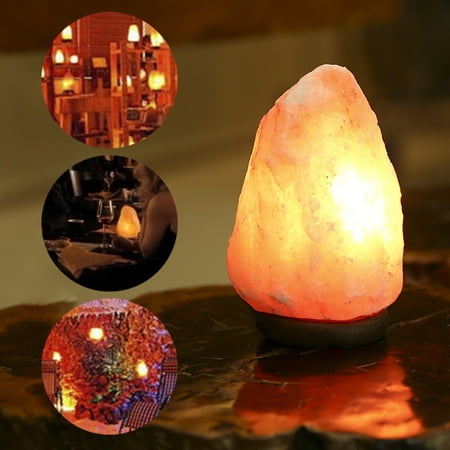 Lixada Himalayan Crystal Salt Lamp Natural Mineral Rock E14 Ionic Air Purifier Light Therapy Handcrafted Stepless Dimmable with Wooden