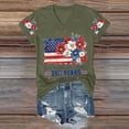 thumbnail image 4 of T Shirts for Women Gsakboxl Women V Neck Patriotic T-Shirt, 4th Of July USA 250th Anniversary American Flag Floral Graphic Print Short Sleeve Casual Holiday Tops Womens Blouses XL, 4 of 8