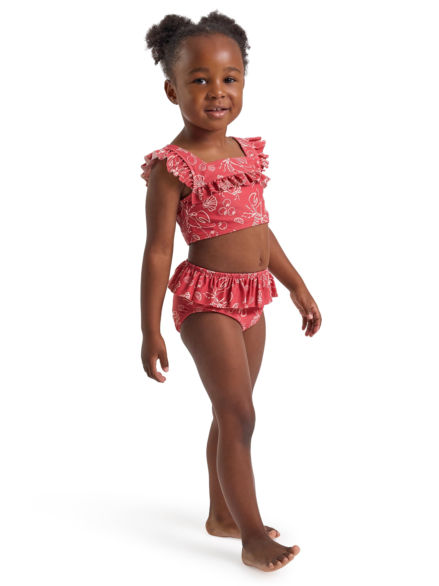 Modern Moments by Gerber Baby and Toddler Girl Two- Piece Swimsuit with Ruffles, Sizes 0/3M-5T