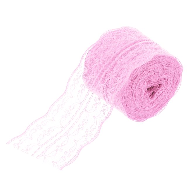 Unique Bargains 1.8' Wide 11 Yard Lace Ribbon Floral Pattern Light Pink Lace Trim Ribbon for Gift Wrapping, Wedding Decor