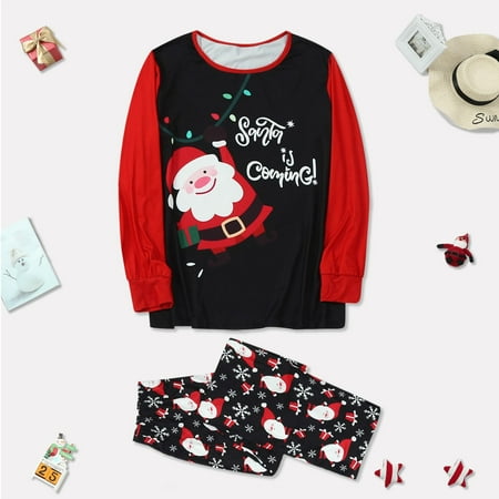 

Christmas Women Mom Christmas Santa Prints Family Clothes Matching Long Sleeve Tops+Pants Set Christmas Pajamas for Family