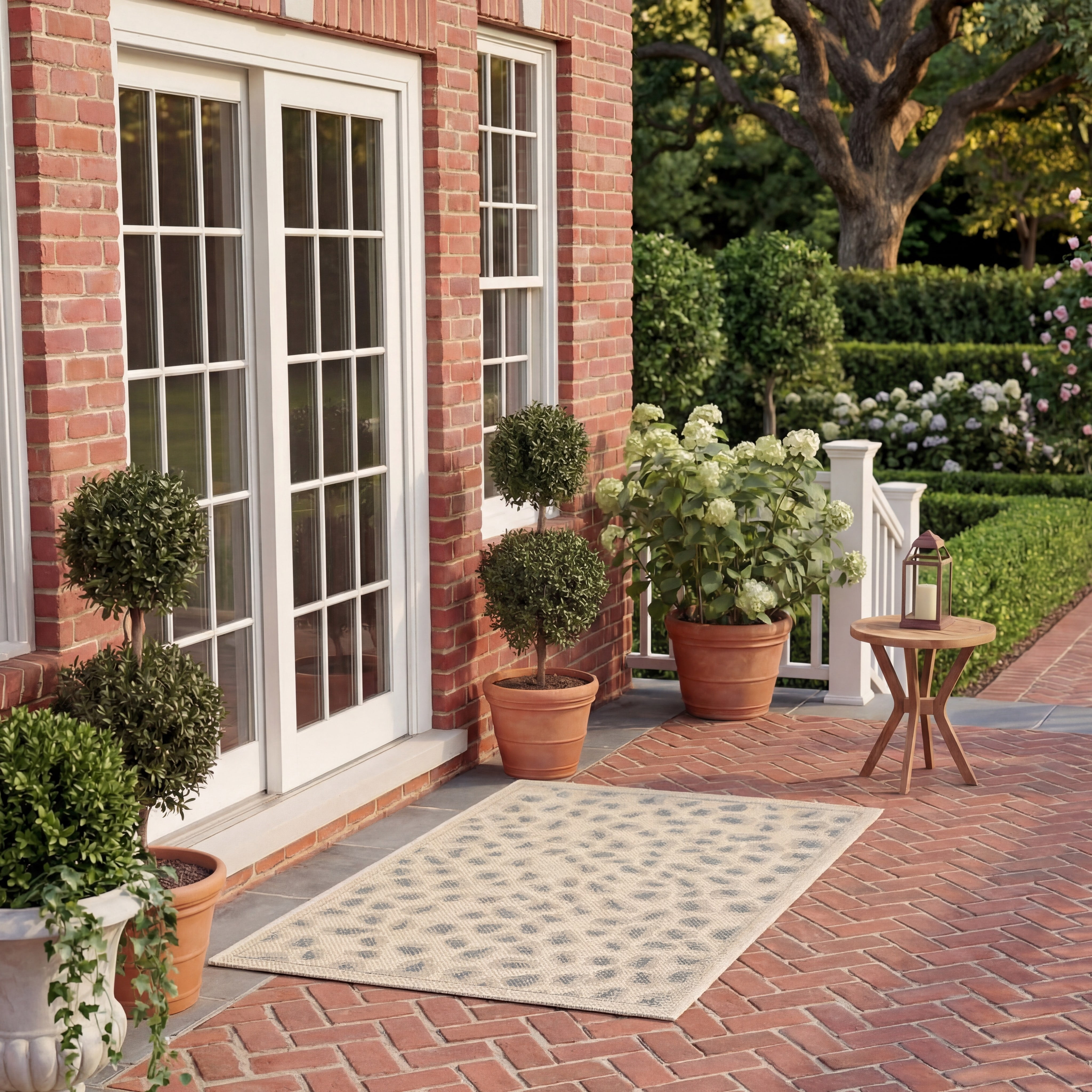 Safavieh Courtyard Camille Spotted Indoor/Outdoor Area Rug, Beige/Gold, 6'7" x 6'7" Square