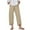 Beige, variant on Lindreshi Womens Capris with Pockets Cotton Womens Solid Color Pants Cotton Linen Drawstring Elastic Waist Pants Casual Trousers with Pocket