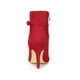 thumbnail image 2 of BLISSFUL STEP Women's Ankle Boots Pointed Toe Buckle Cross Straps Stiletto Heel Red 6.5, 2 of 7
