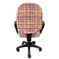 thumbnail image 3 of Colorful Office Chair Slipcover, Funky Striped Patterns Gingham Style Abstract Vintage Art Checkered Plaid Design, Protective Stretch Decorative Fabric Cover, Standard Size, Multicolor, by Ambesonne, 3 of 5