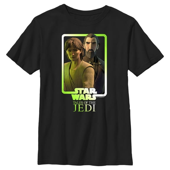Boy's Star Wars: Tales of the Jedi Count Dooku and Qui-Gon Jinn Duo  Graphic Tee Black X Small