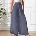 thumbnail image 2 of Rggeeun Womens Pants Solid Color Elastic High Waist Ankle Length Curved Hem Wide Leg Loose Fit Soft Drape With Side Pockets For Everyday Wear Leisure Bottoms,Gray,Xxl, 2 of 4
