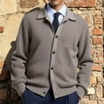 thumbnail image 2 of LNWUY Mens Turndown Collar Cardigan Sweater Button Down Textured Knit Sweaters Casual Chunky Cardigan with Pockets Yellow M, 2 of 9