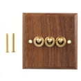thumbnail image 1 of Retro American Industrial Style Light Switch Socket, Solid Wood Brass Toggle Switch Plate, Antique Home Stay Switch(3), 1 of 5