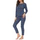 thumbnail image 4 of INSPIRAR CHIC Pijamas de Mujer Suaves con Cuello Redondo Ropa de Noche Elks Conjuntos de Lounge Azul L, 4 of 4