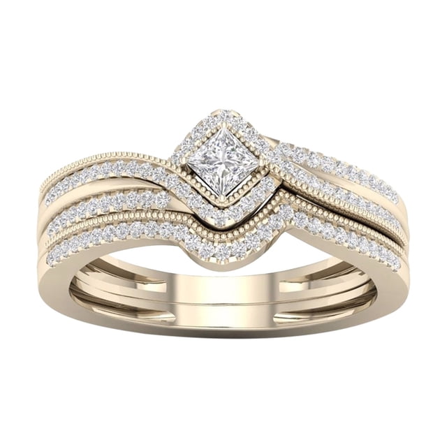 Xihbxyly Anillo de Moissanita, Elegante Anillo de Compromiso con Diamantes, Impresionante Alianza de Oro, Joyería Nupcial Atemporal, Ideal para Uso Diario, Aniversarios y Fiestas, Regalo Perfecto par