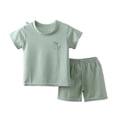 thumbnail image 2 of Zshosam Baby Boy Shorts Sets Summer Toddler Baby Boy Clothes Set Unisex Outfits Solid Short Sleeve Tops Shorts 2PCS (Green,90), 2 of 7