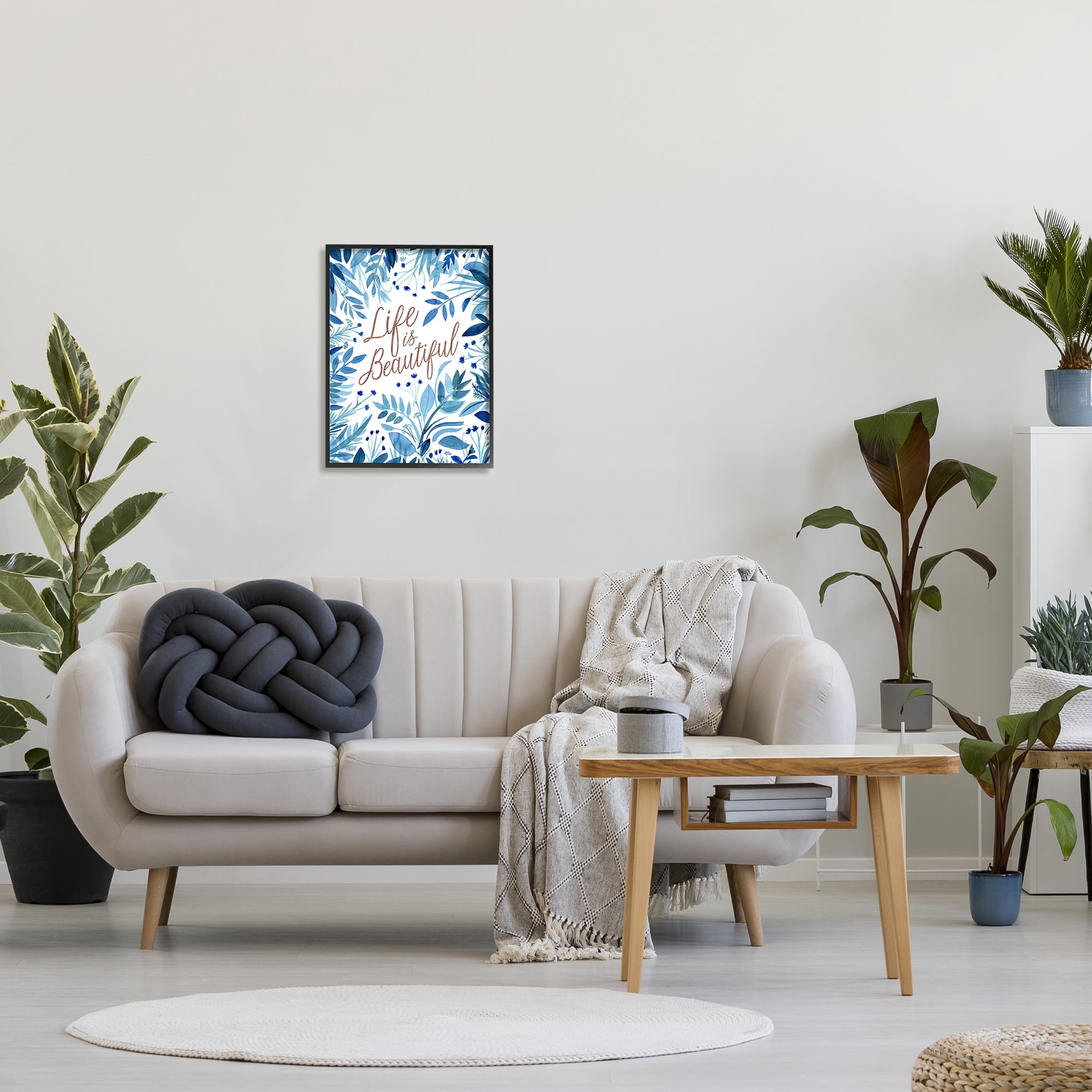 Stupell Life Is Beautiful Blue Wildflowers Botanical & Floral Painting Black Framed Art Print Wall Art