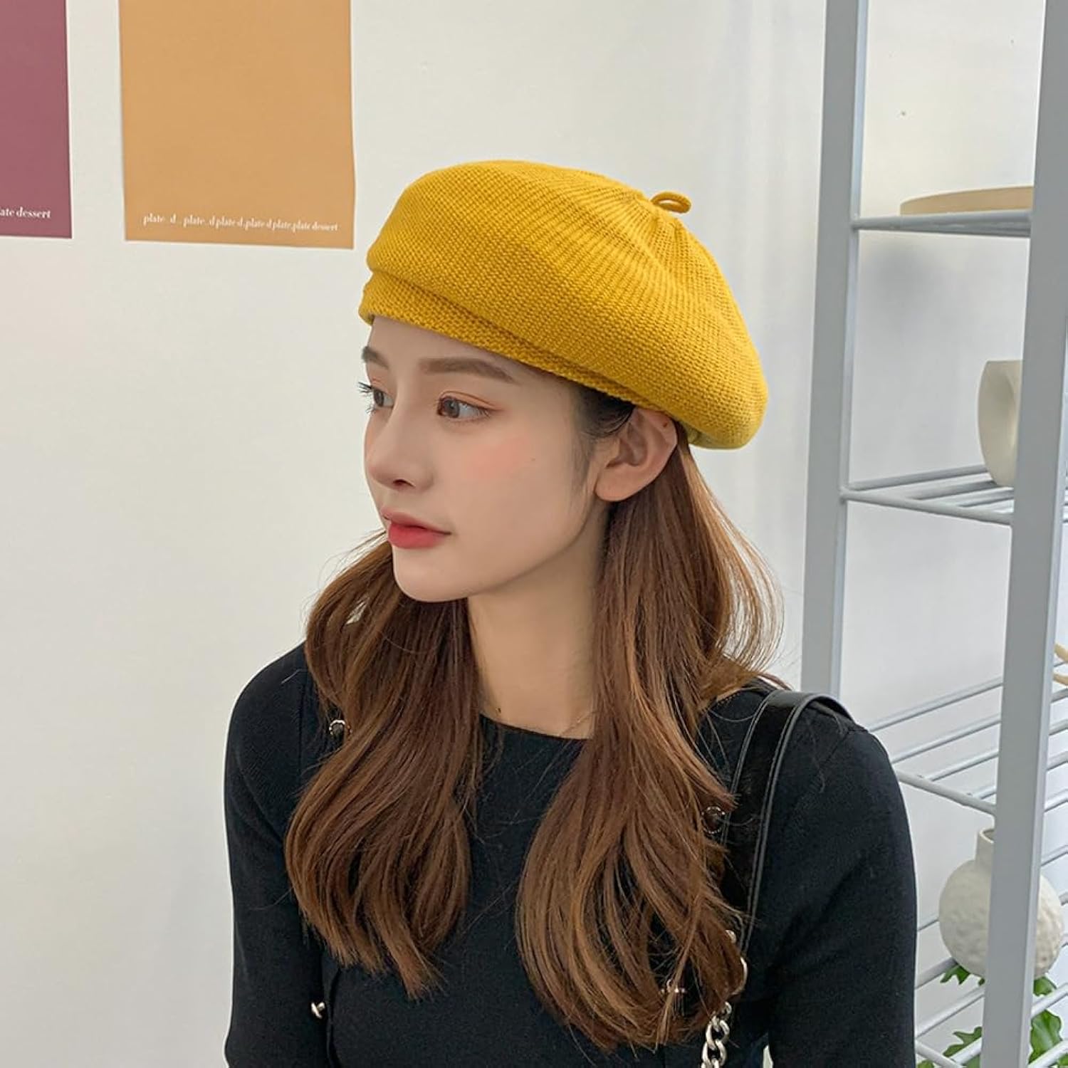 Knit Berets for Women French Beret Hat Solid Color Artist  display picture 1