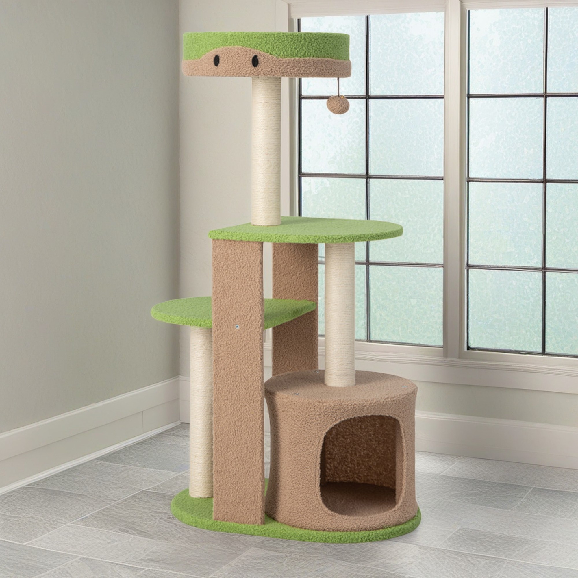 Kadyn 56" 5-Tier Cat Tree Tower for Indoor Cat Condo Sisal Scratching Posts with Jump Platform Cat Furniture Activity Center Play House, Green