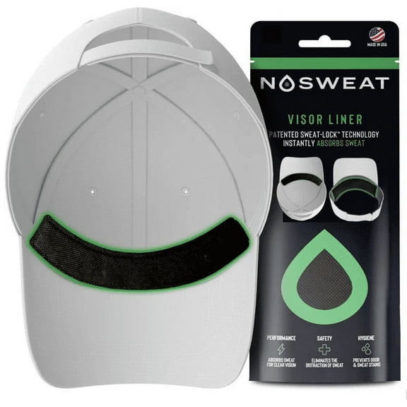 NoSweat Hat Sweat Guard Liner - Thin Visor Sweatband Patented SweatLockTechnology (6) Black
