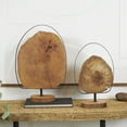 thumbnail image 2 of 18", 15"H Brown Wood Handmade Live Edge Slab Abstract Sculpture with Black Metal Rings, by DecMode (2 Count), 2 of 12